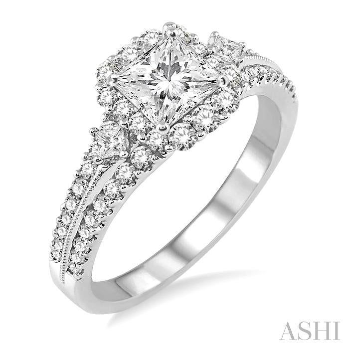3/4 Ctw Diamond Semi-Mount Engagement Ring in 14K White Gold