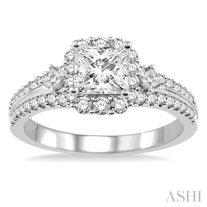 3/4 Ctw Diamond Semi-Mount Engagement Ring in 14K White Gold