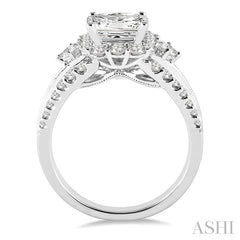 3/4 Ctw Diamond Semi-Mount Engagement Ring in 14K White Gold