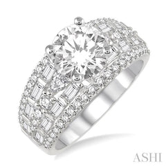 1 1/3 Ctw Diamond Semi-Mount Engagement Ring in 14K White Gold