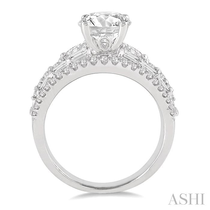 1 1/3 Ctw Diamond Semi-Mount Engagement Ring in 14K White Gold