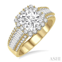 1 1/5 Ctw Diamond Semi-Mount Engagement Ring in 14K Yellow and White Gold