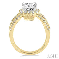 1 1/5 Ctw Diamond Semi-Mount Engagement Ring in 14K Yellow and White Gold
