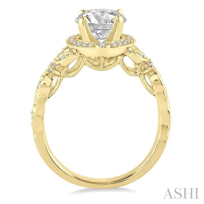 5/8 Ctw Diamond Engagement Ring with 1/2 Ct Round Cut Center Stone in 14K Yellow Gold