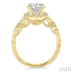 5/8 Ctw Diamond Engagement Ring with 1/2 Ct Round Cut Center Stone in 14K Yellow Gold