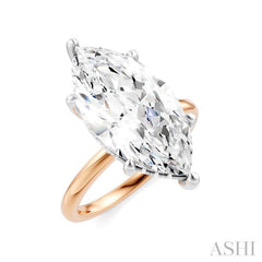 1/8 Ctw Marquise Shape Round Cut Diamond Semi-Mount Engagement Ring in 14K Rose and White Gold