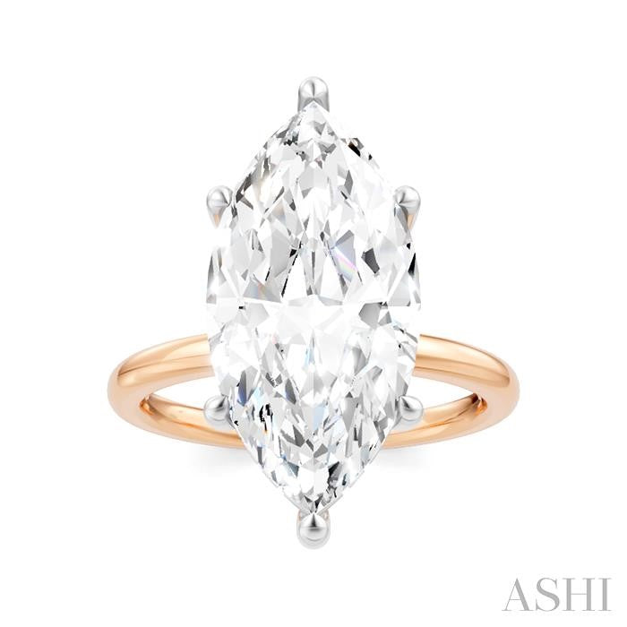 1/8 Ctw Marquise Shape Round Cut Diamond Semi-Mount Engagement Ring in 14K Rose and White Gold