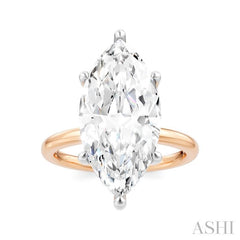 1/8 Ctw Marquise Shape Round Cut Diamond Semi-Mount Engagement Ring in 14K Rose and White Gold