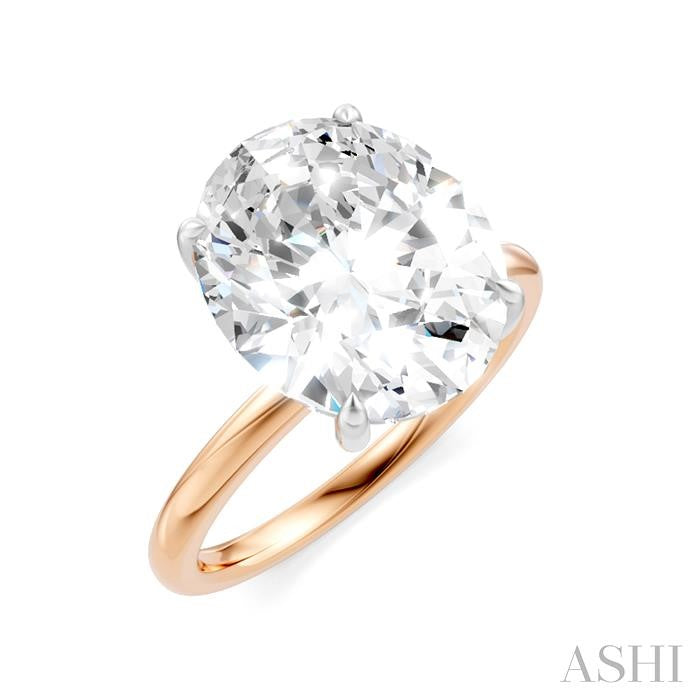 1/8 Ctw Oval Shape Round Cut Diamond Semi-Mount Engagement Ring in 14K Rose and White Gold