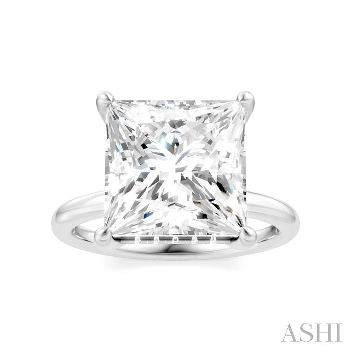 1/8 Ctw Emerald Shape Round Cut Diamond Semi-Mount Engagement Ring in 14K White Gold