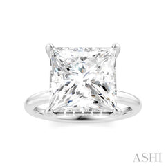 1/8 Ctw Emerald Shape Round Cut Diamond Semi-Mount Engagement Ring in 14K White Gold