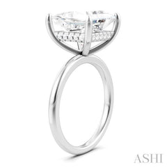 1/8 Ctw Emerald Shape Round Cut Diamond Semi-Mount Engagement Ring in 14K White Gold