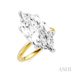 1/8 Ctw Marquise Shape Round Cut Diamond Semi-Mount Engagement Ring in 14K Yellow and White Gold