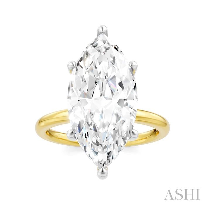 1/8 Ctw Marquise Shape Round Cut Diamond Semi-Mount Engagement Ring in 14K Yellow and White Gold