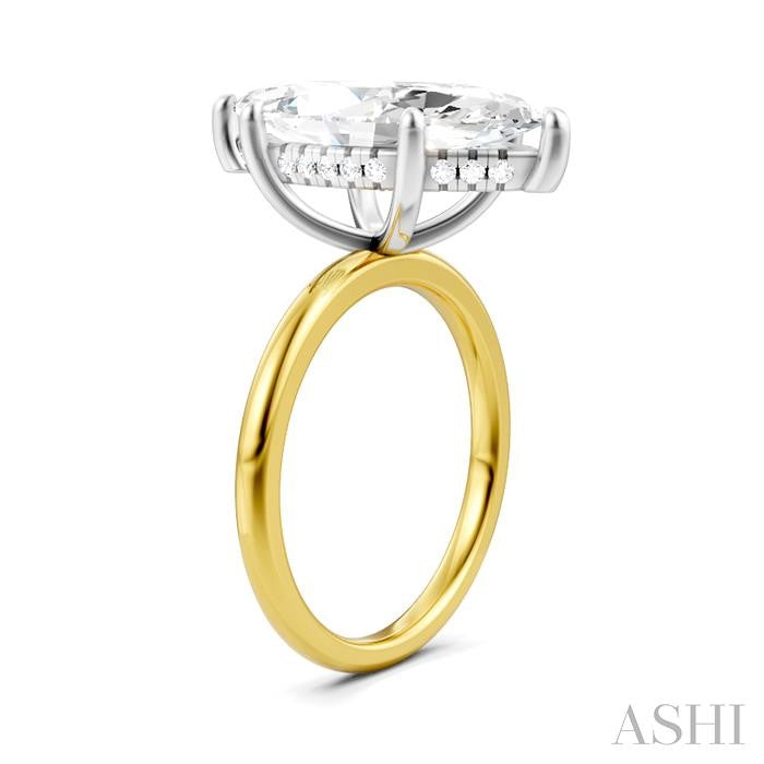 1/8 Ctw Marquise Shape Round Cut Diamond Semi-Mount Engagement Ring in 14K Yellow and White Gold