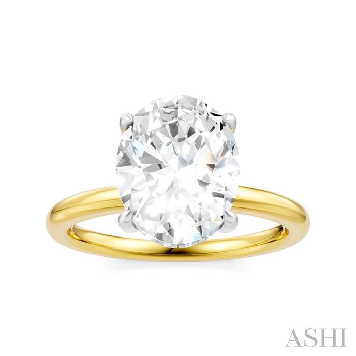 1/10 Ctw Oval Shape Round Cut Diamond Semi-Mount Engagement Ring in 14K Yellow and White Gold