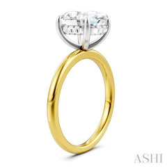 1/10 Ctw Oval Shape Round Cut Diamond Semi-Mount Engagement Ring in 14K Yellow and White Gold