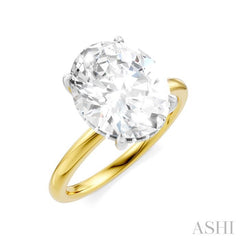 1/8 Ctw Oval Shape Round Cut Diamond Semi-Mount Engagement Ring in 14K Yellow and White Gold
