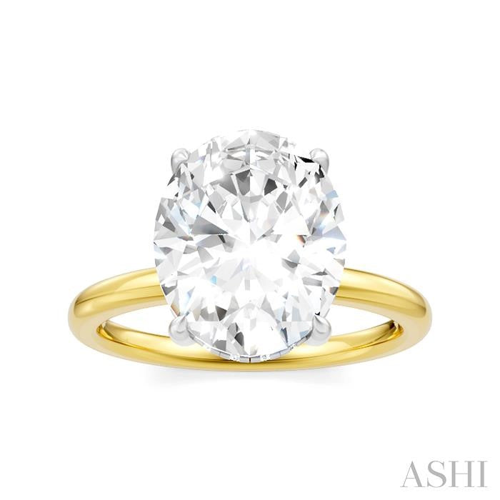 1/8 Ctw Oval Shape Round Cut Diamond Semi-Mount Engagement Ring in 14K Yellow and White Gold