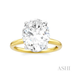 1/8 Ctw Oval Shape Round Cut Diamond Semi-Mount Engagement Ring in 14K Yellow and White Gold
