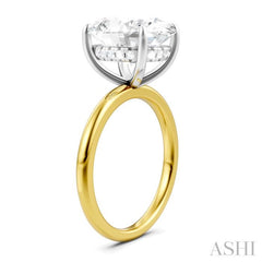 1/8 Ctw Oval Shape Round Cut Diamond Semi-Mount Engagement Ring in 14K Yellow and White Gold