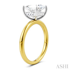 1/10 Ctw Emerald Shape Round Cut Diamond Semi-Mount Engagement Ring in 14K Yellow and White Gold