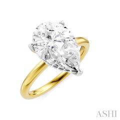 1/10 Ctw Pear Shape Round Cut Diamond Semi-Mount Engagement Ring in 14K Yellow and White Gold