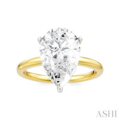 1/10 Ctw Pear Shape Round Cut Diamond Semi-Mount Engagement Ring in 14K Yellow and White Gold