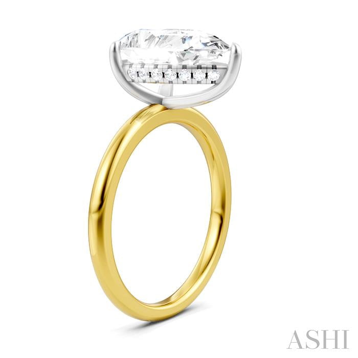 1/10 Ctw Pear Shape Round Cut Diamond Semi-Mount Engagement Ring in 14K Yellow and White Gold
