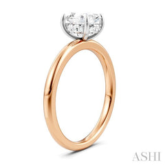 1/20 Ctw Oval Shape Round Cut Diamond Semi-Mount Engagement Ring in 14K Rose and White Gold