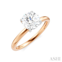 1/20 Ctw Circular Shape Round Cut Diamond Semi-Mount Engagement Ring in 14K Rose and White Gold