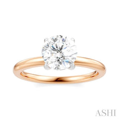 1/20 Ctw Circular Shape Round Cut Diamond Semi-Mount Engagement Ring in 14K Rose and White Gold