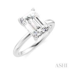 1/10 Ctw Emerald Shape Round Cut Diamond Semi-Mount Engagement Ring in 14K White Gold