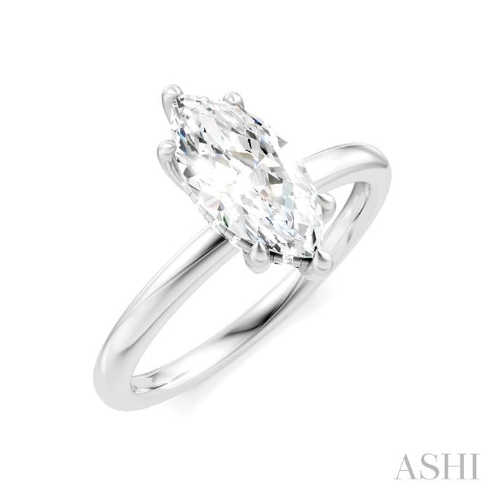 1/20 Ctw Marquise Shape Round Cut Diamond Semi-Mount Engagement Ring in 14K White Gold