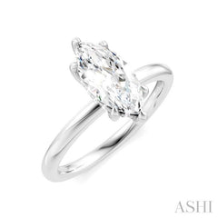 1/20 Ctw Marquise Shape Round Cut Diamond Semi-Mount Engagement Ring in 14K White Gold
