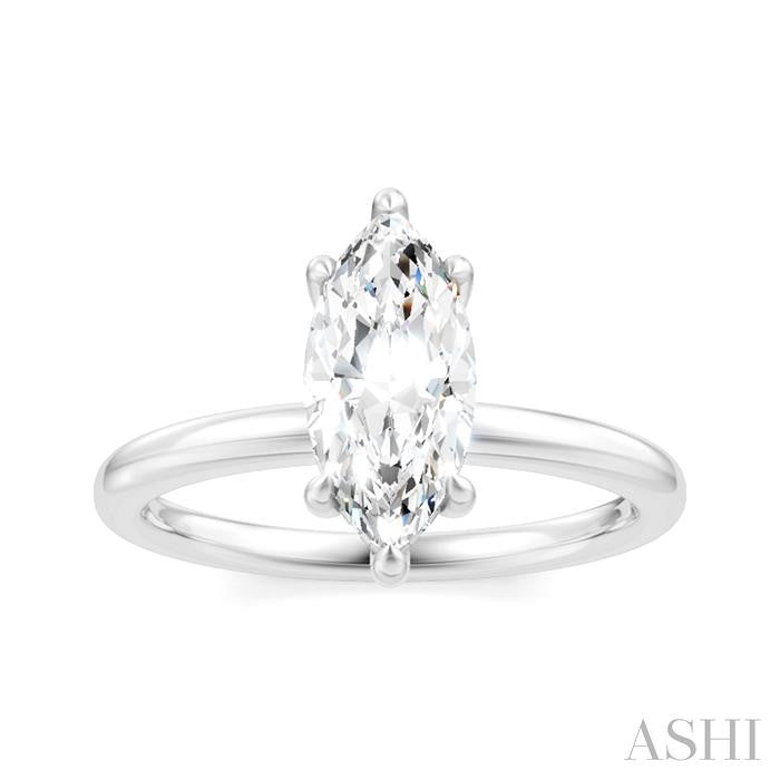 1/20 Ctw Marquise Shape Round Cut Diamond Semi-Mount Engagement Ring in 14K White Gold