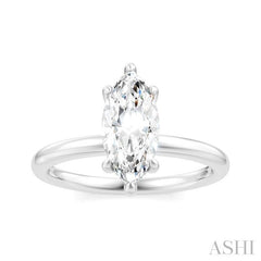 1/20 Ctw Marquise Shape Round Cut Diamond Semi-Mount Engagement Ring in 14K White Gold