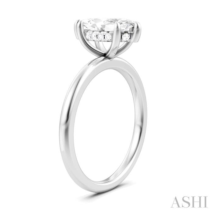1/20 Ctw Marquise Shape Round Cut Diamond Semi-Mount Engagement Ring in 14K White Gold