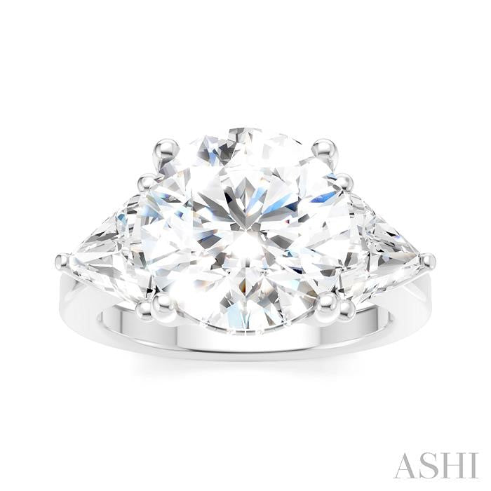 1 1/10 Ctw Circular Shape Trillion and Round Cut Diamond Semi-Mount Engagement Ring in 14K White Gold