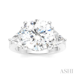 1 1/10 Ctw Circular Shape Trillion and Round Cut Diamond Semi-Mount Engagement Ring in 14K White Gold