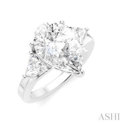 1/2 Ctw Pear Shape Trillion Cut & Round Cut Diamond Semi-Mount Engagement Ring in 14K White Gold