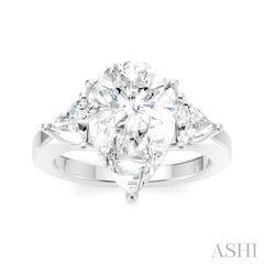 1/2 Ctw Pear Shape Trillion Cut & Round Cut Diamond Semi-Mount Engagement Ring in 14K White Gold