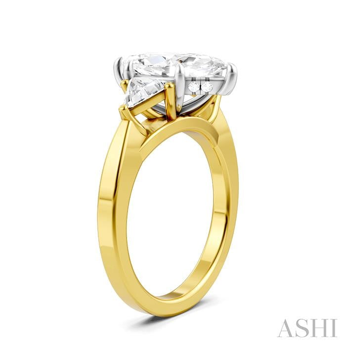 1/2 Ctw Marquise Shape Trillion and Round Cut Diamond Semi-Mount Engagement Ring in 14K Yellow and White Gold