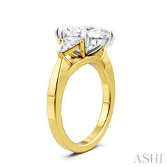 1/2 Ctw Marquise Shape Trillion and Round Cut Diamond Semi-Mount Engagement Ring in 14K Yellow and White Gold