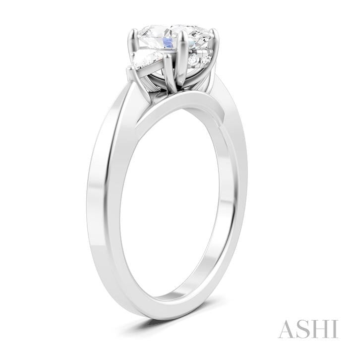1/4 Ctw Oval Shape Trillion Cut & Round Cut Diamond Semi-Mount Engagement Ring in 14K White Gold