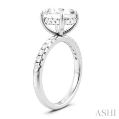 1/3 Ctw Oval Shape Round Cut Diamond Semi-Mount Engagement Ring in 14K White Gold