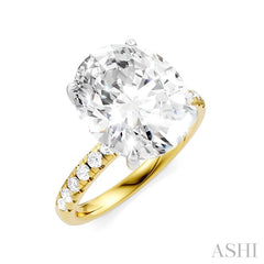 1/3 Ctw Oval Shape Round Cut Diamond Semi-Mount Engagement Ring in 14K Yellow and White Gold