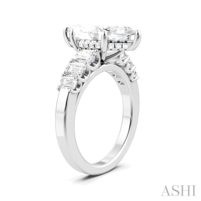 1 1/5 Ctw Marquise Shape Emerald and Round Cut Diamond Semi-Mount Engagement Ring in 14K White Gold