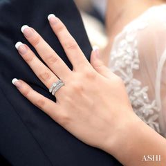 1/2 Ctw Diamond Wedding Set with 3/8 Ctw Princess Cut Engagement Ring and 1/20 Ctw Wedding Band in 14K White Gold