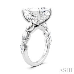 1 Ctw Princess Shape Marquise and Round Cut Diamond Semi-Mount Engagement Ring in 14K White Gold
